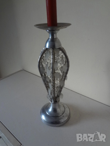 Винтидж сребрист свещник, снимка 2 - Декорация за дома - 53077621