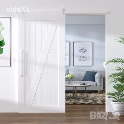 vidaXL Механизъм за плъзгаща се врата, 183 см, стомана, бял (SKU:151709), снимка 2 - Железария - 48351145