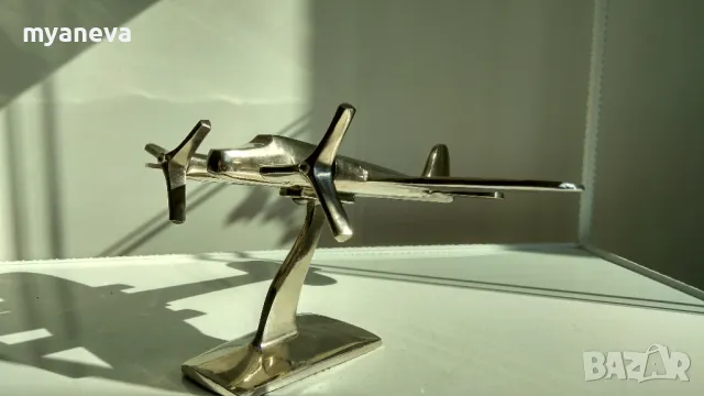 Хромиран, масивен, английски самолет в стил Art Deco , снимка 5 - Статуетки - 49292658
