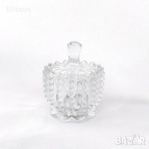 Стъклена захарница с капак