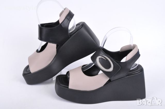 СЕЗОН'24! Ефектни дамски сандали на платформа-Естествена кожа-Два цвята, снимка 6 - Сандали - 45191814
