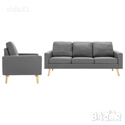 vidaXL Комплект дивани, 2 части, текстил, светлосиви（SKU:3056624