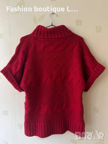 Червен пуловер 100% акрил L размер ❤️, снимка 6 - Блузи с дълъг ръкав и пуловери - 53176035