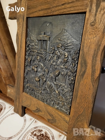 Винен фестивал, метална картина с дървена рамка, снимка 3 - Картини - 52921181