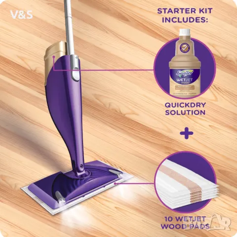 Моп SWIFFER WET JET комплект за почистване на паркет и ламинат, снимка 3 - Мопове, кофи, четки и метли - 48309723