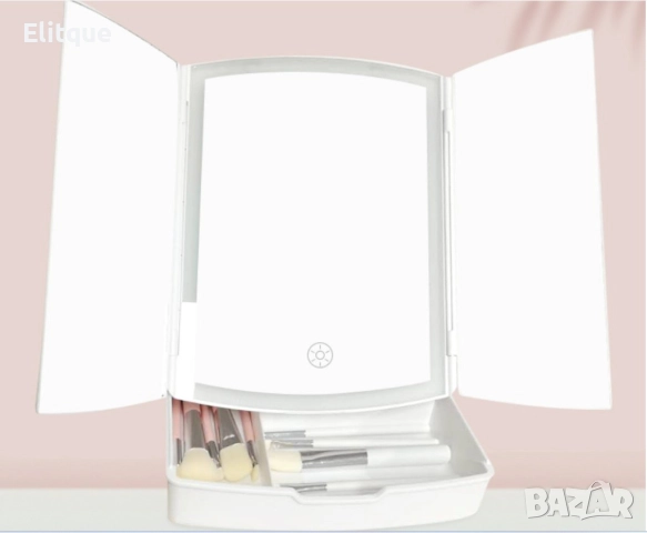 Мини LED огледало с органайзер за гримове TV1262, снимка 5 - Други стоки за дома - 52861330