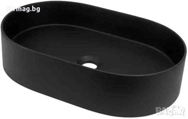 Черна Овална Гранитна Мивка за Баня, Монтаж върху плот стояща Silia 550x350 мм