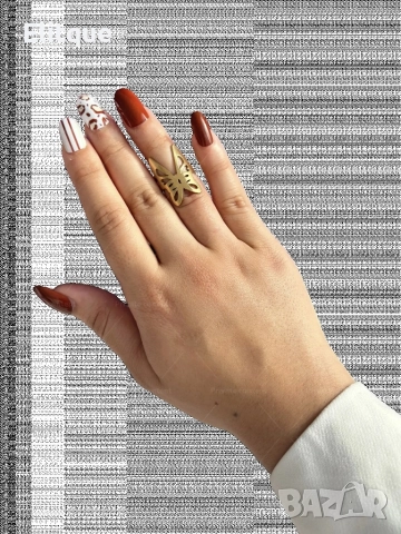 Красив дамски пръстен от неръждаема стомана тип пеперуда, снимка 3 - Пръстени - 52871205