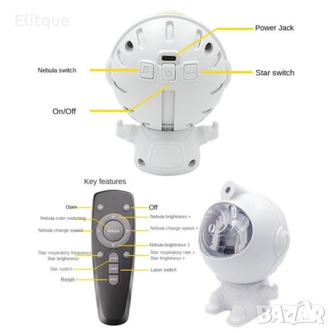 ? Изследвайте космоса с нощната лампа прожектор , снимка 3 - Настолни лампи - 52902031