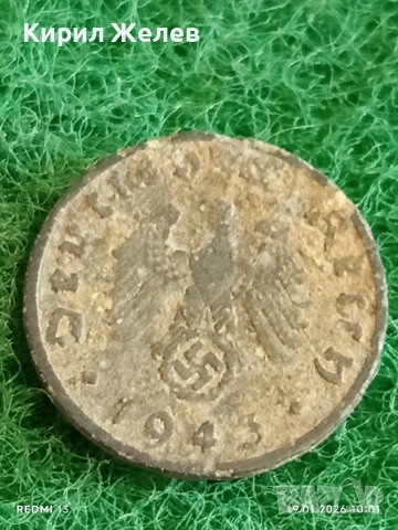 Две монети 1 райхсфенинг 1940г. Трети Райх Германия с свастика 53346, снимка 7 - Нумизматика и бонистика - 53147514