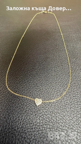Ново Фино колие сърце с кубични циркони от жълто злато 14К чисто ново gold 585, снимка 11 - Колиета, медальони, синджири - 53625267