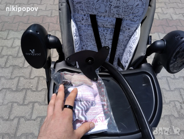 CANGAROO Стол за хранене с функция люлка NIRVANA 2в1 сив, снимка 4 - Проходилки - 53569087