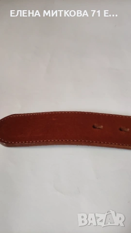 Кафяв колан от дебела естествена кожа и масивна метална тока и декорация в златисто, снимка 7 - Колани - 53738531