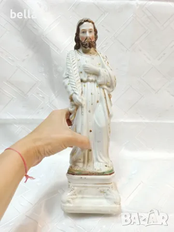 Френска антикварна порцеланова скулптура, религиозна ръчно рисувана  с позлата ,произведена 1860 год, снимка 8 - Антикварни и старинни предмети - 50046620