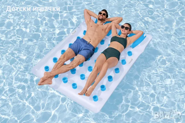 Надуваем дюшек двоен Bestway,193х142см, с чашки, с възглавница I-Beam , снимка 1