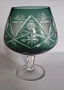 Впечатляваща бонбониера/чаша/ваза от цветен кристал в изумруденозелено, снимка 3