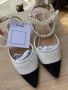 Обувки с перли бежови пантофки бели , снимка 3