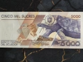Банкнота - Еквадор - 5000 сукрес UNC | 1999г., снимка 2