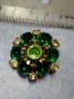 СТАРА ПОЗЛАТЕНА МЕДНА СКЪПОЦЕННА БРОШКА с ИСКРЯЩИ КАМЪНИ ОЛИВИН и ЦИРКОН 50200, снимка 2