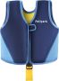Жилетка за плуване за деца, неопренова, с предпазна лента и подвижни плувки, синьо, S, снимка 1