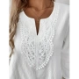 Бяла памучна блуза с дантела и седем осми ръкави, снимка 6