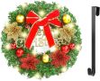 Коледен венец Mеrry Christmas с панделка, Диаметър: 30см. 🎄 "Merry Christmas" послание: Венецът пред, снимка 1 - Декорация за дома - 45574108