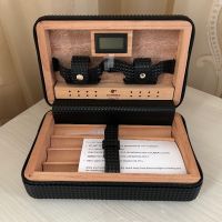 Кожена кутия за пури COHIBA с дигитален хигрометър, снимка 2 - Табакери - 45491980