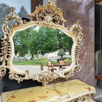 Италианска барокова конзола с огледало  б25, снимка 14 - Огледала - 45639163