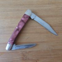 Джобно ножче с 2 остриета розово Буковец, снимка 2 - Антикварни и старинни предмети - 45307188