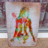 Метална табела картина еротика китара музика рок живопис бои, снимка 1 - Декорация за дома - 45456254