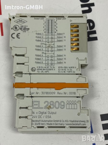 Терминал PLC Beckhoff EL2809 HD EtherCAT 24VDC 16 канала, снимка 1