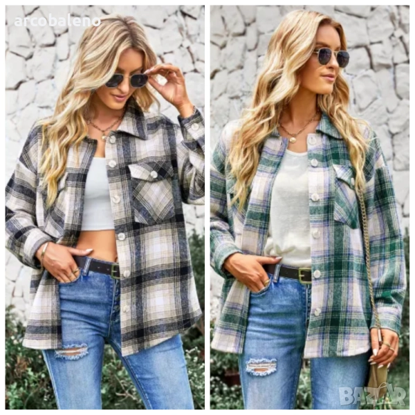 Дамска ежедневна риза-яке със средна дължина и дълги ръкави, 2цвята , снимка 1