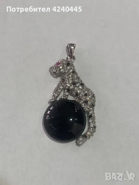 Сребърна висулка с циркони и оникс, снимка 1