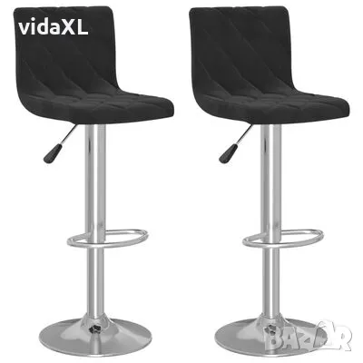 vidaXL Бар табуретки, 2 бр, черни, кадифе(SKU:333684), снимка 1