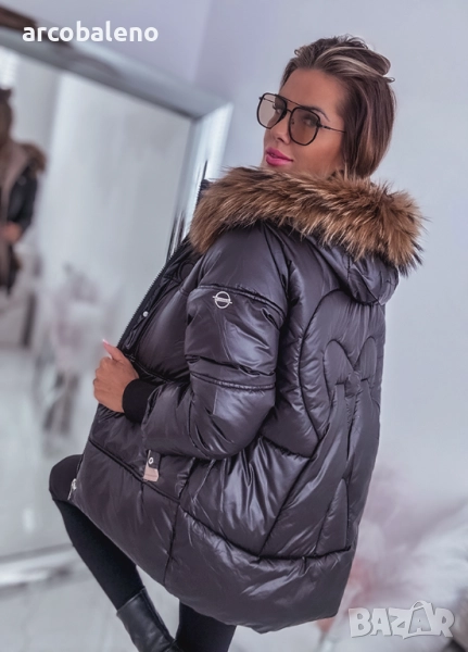 Ликвидация! Дамско зимно яке Premium с кожена яка , снимка 1