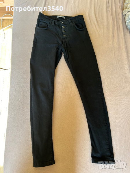 Дамски черен панталон с висока талия, снимка 1