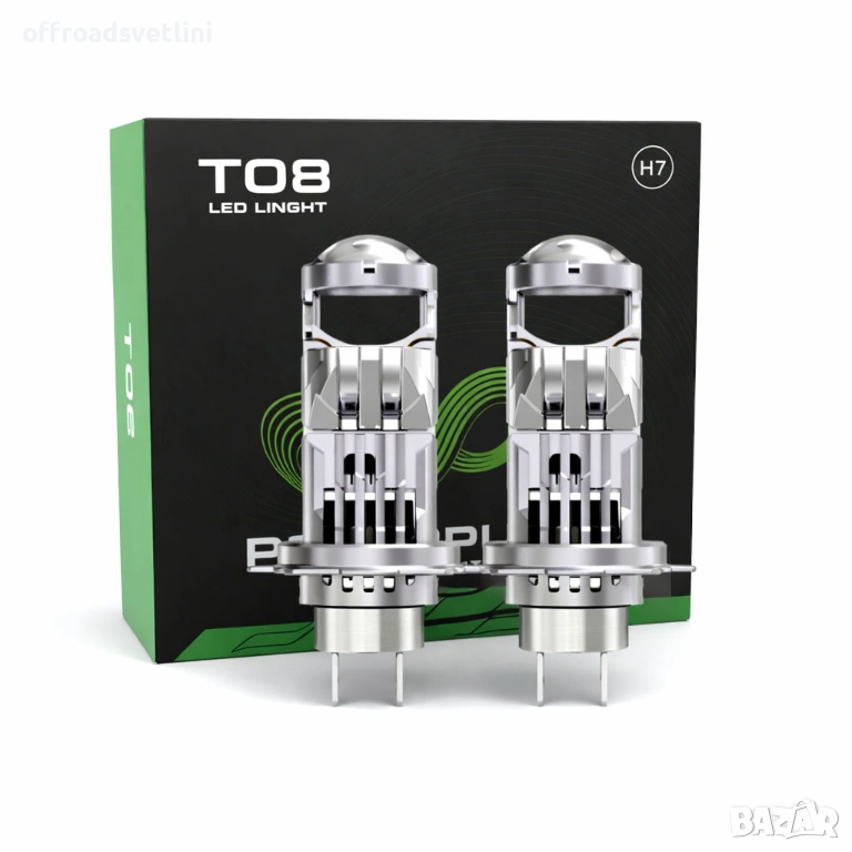 LED PROJECTOR Диодни крушки H7 240W 12V 350% светлина, крушки с лупи, снимка 1