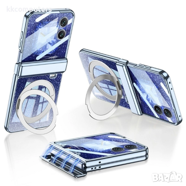 Калъф с протектор GKK за Honor Magic V Flip 2 – MagSafe, стойка и защита на пантата, електроплейтинг, снимка 1