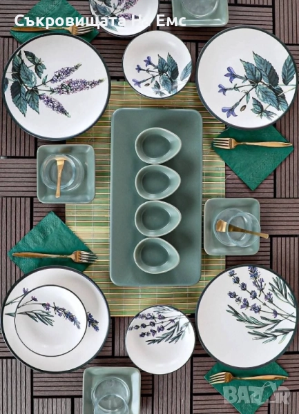 💜Разкошен Сервиз 21части Art Ceramica "Botanical Flowers"🌸💜, снимка 1