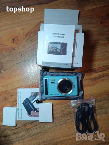 НОВ фотоапарат 4K FHD 44MP компактен с автофокус и 16X увеличение, с 2 батерии 2.4”, 32GB памет, снимка 10 - Фотоапарати - 50555892