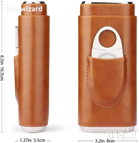 Комплект от 3 кутии за пури TIME C CLUB от кафява кожа с подплата от кедрово дърво  НОВО, снимка 2 - Други - 53719467