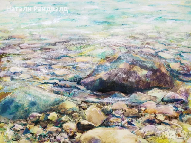 Рисувана картина с масло "Морски камъни", снимка 1