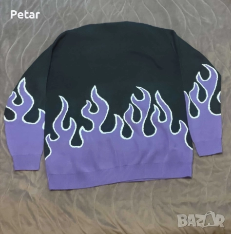 НОВ Пуловер house brand purple flames, снимка 2 - Пуловери - 52892018