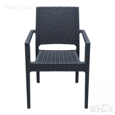 Стилен градински стол - Черен, снимка 3 - Столове - 46461224