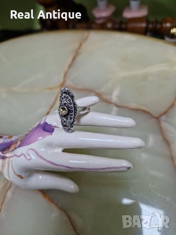 Стар красив антикварен сребърен пръстен проба 950, снимка 5 - Антикварни и старинни предмети - 46256371