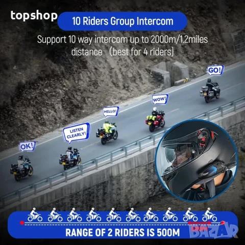 НОВИ, ТЕСТВАНИ LEXIN GTX 2 броя Bluetooth интеркоми до 10 мотоциклетисти,  Шумопотискане, IP67..., снимка 2 - Аксесоари и консумативи - 50556230