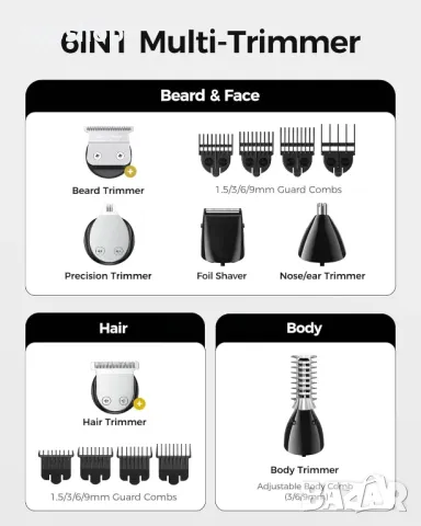 GLAKER Безжичен акумулаторен тример за мъже 6 в 1, (черен) ; (златен), снимка 8 - Машинки за подстригване - 50355273