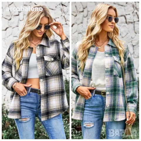 Дамска ежедневна риза-яке със средна дължина и дълги ръкави, 2цвята 