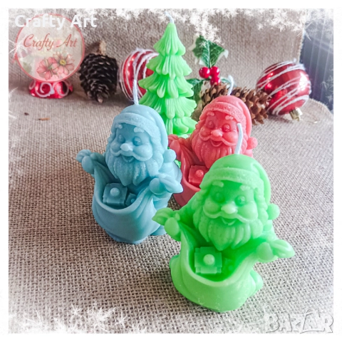 Ароматна соева свещ дядо Коледа , снимка 3 - Декорация за дома - 51980196