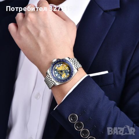 PAGANI DESIGN автоматичен часовник с Японски механизъм SEIKO NH34 GMT,стъкло сапфир,водоустойчив, снимка 2 - Мъжки - 45695170